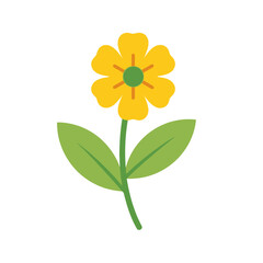 A simple minimalist illustration of a flower with a green stem and leaves
