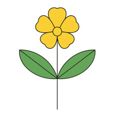 A simple minimalist illustration of a flower with a green stem and leaves