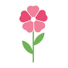 A simple minimalist illustration of a flower with a green stem and leaves
