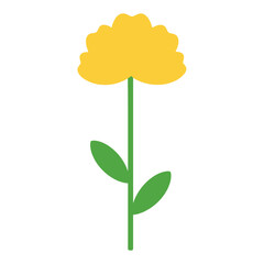 A simple minimalist illustration of a flower with a green stem and leaves