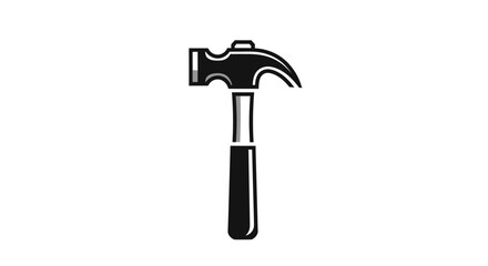 Minimalist Hammer Icon Illustration for Construction and Carpentry Projects in Monochrome