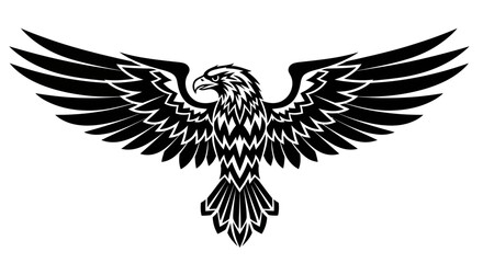 Striking black and white heraldic eagle with wide wings, embodying power and freedom
