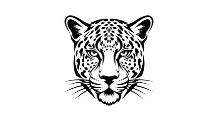 Elegant black and white vector illustration showcasing a captivating leopard head design