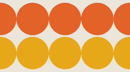 Retro abstract background with rows of large orange and yellow circles on a cream background