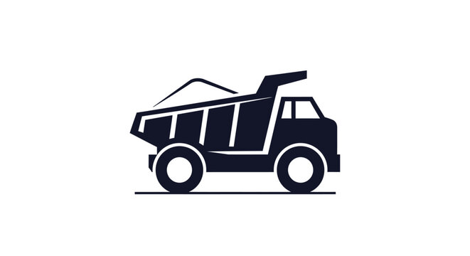 Stylized heavy duty dump truck vector logo design concept illustration