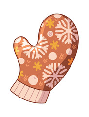 Woolen mitten Christmas festive pattern