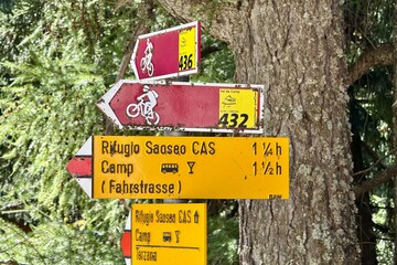 Sfazu, Switzerland - September 20, 2025: Road from Sfazu station to the famous Lagh Saoseo. A very popular hike in Graubünden.