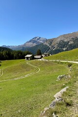 Sfazu, Switzerland - September 20, 2025: Road from Sfazu station to the famous Lagh Saoseo. A very popular hike in Graubünden.