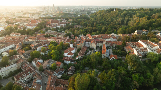 Fototapeta A stunning aerial view of Vilnius, the capital city of Lithuania, during a sunny day.