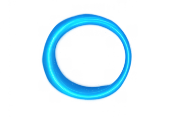 Blue glowing circular light effect creating an abstract energy ring frame on transparent background