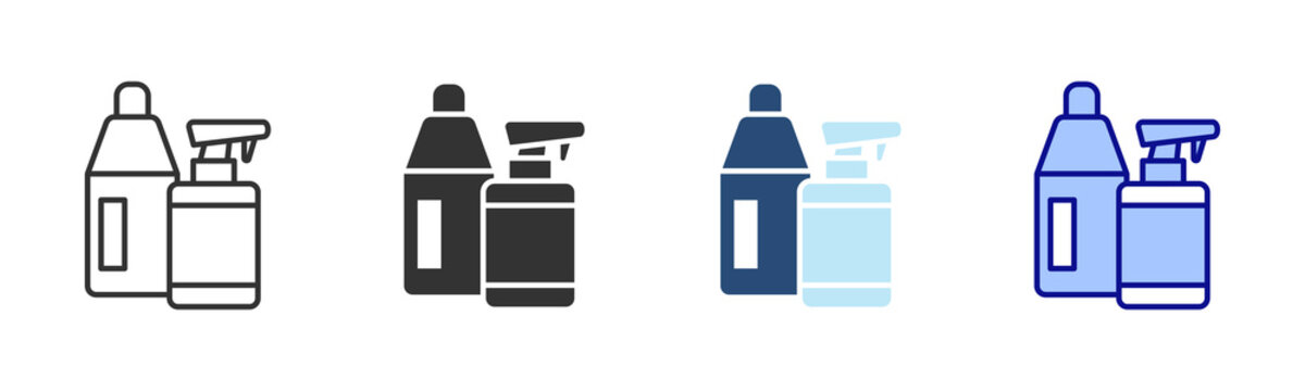 Chemical Cleaning Icon Set. Designed In Multi Style