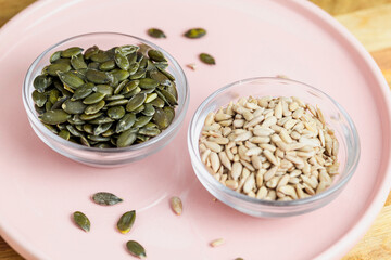 Bowls with Pumpkin and Sunflower Seeds