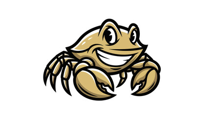 Cartoon Crab Character with a Big Smile and Claws.