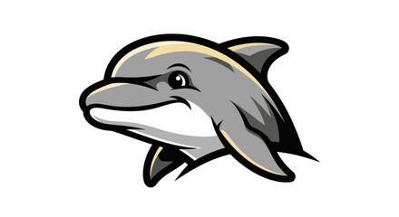 Obraz premium Cartoon Dolphin Head with Friendly Expression and Sleek Design.