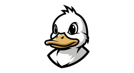 Cartoon Duck Head Mascot with Bold Outline and Expressive Eyes. © Vecto