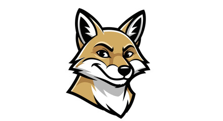 Cartoon Fox Head with a Sly Expression and Detailed Features.