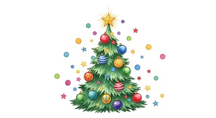 Festively decorated christmas tree with ornaments and lights