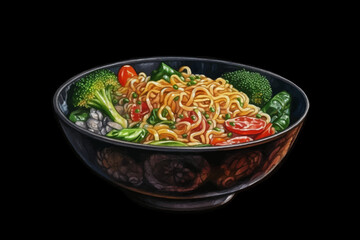 bowl of Japanese noodle vector with vegetable on isolated background for Asian food and restaurant concept