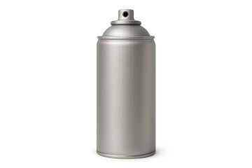 Silver aerosol spray paint can on transparent background