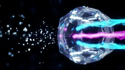 Abstract Logic Representation: Digital Crystal Processes Energy Data, Emitting Futuristic Colored Streams - Powered by Adobe