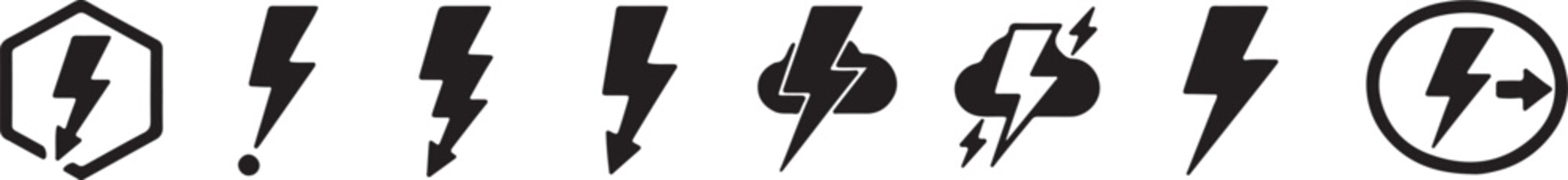 Energy power and charging speed icons and symbols
