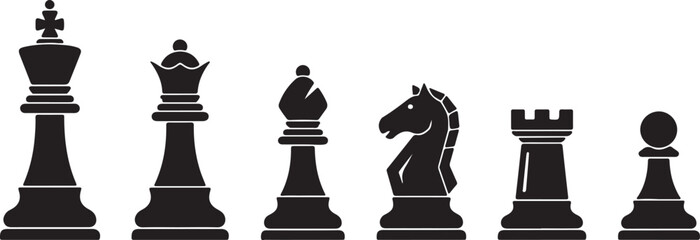 Classic chess piece icons collection