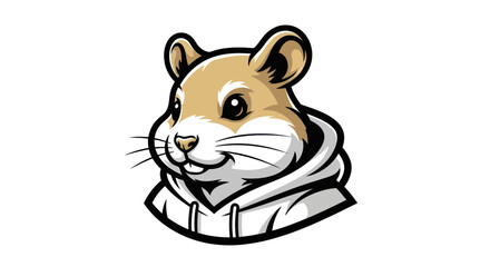 Cartoon Hamster Mascot Wearing a Hoodie with a Confident Expression.