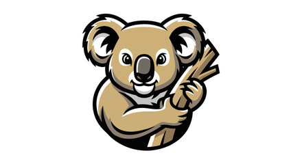 Cartoon Koala Mascot Holding Bamboo Sticks with a Determined Expression.