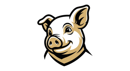 Cartoon Pig Head Mascot with Smiling Expression and Detailed Features.