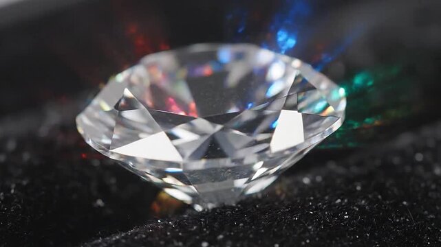 Radiating energy, a zircon flashes with intense, multi-colored fire.