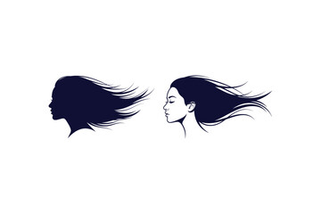 Elegant minimalist silhouette of a woman s face with flowing hair perfect for beauty and fashion designs