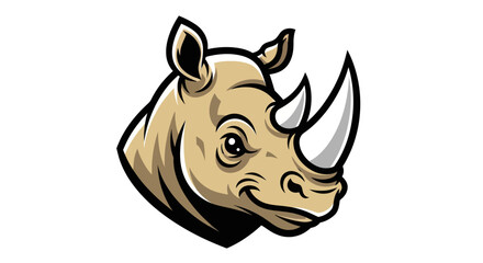 Cartoon Rhino Head with Detailed Features and Expressive Eyes.