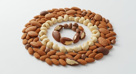 Obraz premium Assorted Nuts in Spiral Arrangement
