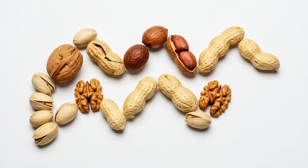 Nuts Assortment on White Background