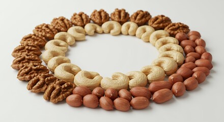 Obraz premium Assorted Nuts Arranged in a Circle