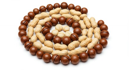 Obraz premium Nuts Arrangement on White Background