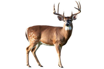 Majestic deer with antlers standing isolated on transparent background