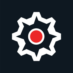 Abstract geometric starburst with red circle in the center on a dark background