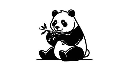 Charming Panda Illustration - A Delightful Depiction of a Bamboo-Eating Bear.
