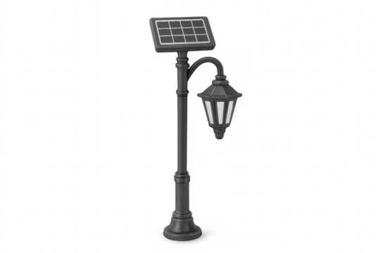 Black decorative solar street lamp casting light