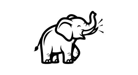 Cheerful Elephant Illustration with Raised Trunk and Playful Expression.