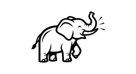 Cheerful Elephant Illustration with Trunk Raised in Joyful Expression.