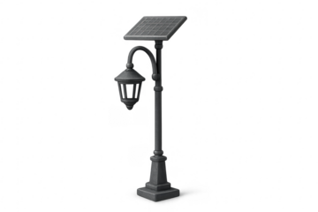 Solar powered street lamp post for outdoor lighting