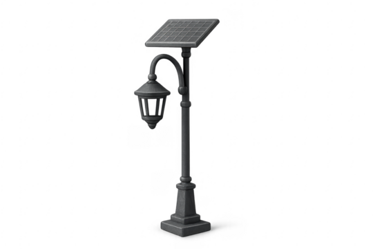 Solar powered street lamp post for outdoor lighting