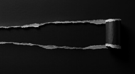 Torn Paper Reveal: Abstract Black and White Composition with Texture
