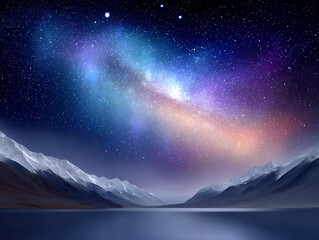 Fototapeta premium majestic view of a starry night sky over a remote and dramatic landscape (e.g.