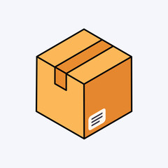 Shipping box icon neobrutalism isometric
