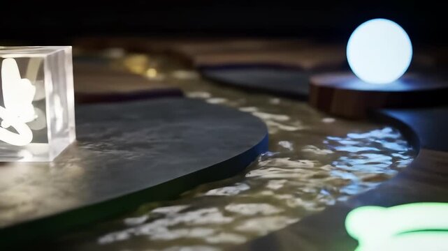 Customer Journey Mapping: Animated abstract visualization of the digital customer experience, flowing through strategic stages and glowing touchpoints on a dark path.