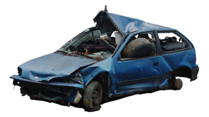 3d rendering destroyed car