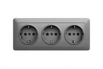 Electrical power triple socket providing connection on transparent background